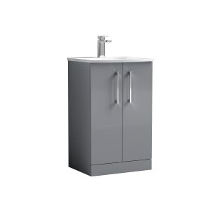500mm Floor Standing 2 Door Vanity & Basin 4 - Nuie ARN2201G Grey, Grey colour ,image 1