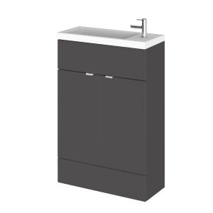 600mm Vanity Unit & Basin - Compact - Hudson Reed CBI906 Gloss Grey, Grey colour ,image 1