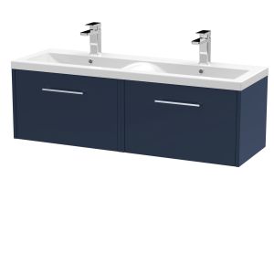 1200mm Wall Hung 2-Drawer Vanity & Double Basin - Hudson Reed JNU2922F Blue, Blue colour ,image 1