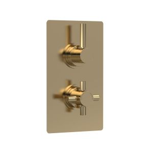 Twin Thermostatic Shower Valve - Hudson Reed A8003V Brass, Brass colour ,image 1
