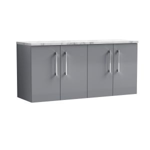 1200mm Wall Hung 4-Door Vanity & Laminate Worktop - Nuie ARN2223LCM2 Grey, Grey colour ,image 1