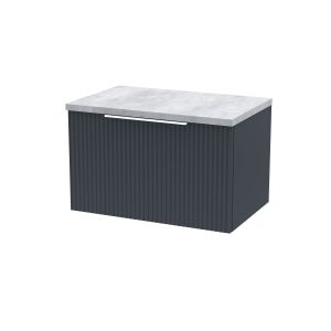 600mm Wall Hung Single Drawer Vanity & Laminate Top - Hudson Reed DFF1494LBG Black, Black colour ,image 1