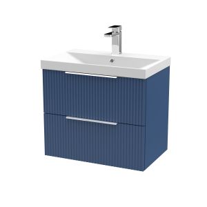 600mm Wall Hung 2 Drawer Vanity & Basin 3 - Hudson Reed DFF393D Blue, Blue colour ,image 1
