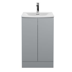 500mm Floor Standing 2 Door Vanity Unit & Basin 4 - Hudson Reed URB207G Satin Grey, Grey colour ,image 1
