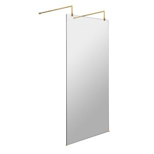 900mm Wetroom Screen With Arms and Feet - Hudson Reed BBPAF090 Brushed Brass, Brass colour ,image 1