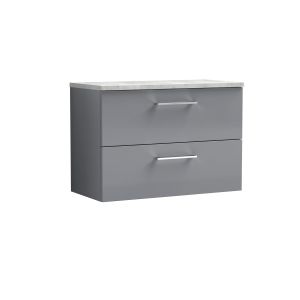 800mm Wall Hung 2 Drawer Vanity & Laminate Top - Nuie ARN2226LBG Grey, Grey colour ,image 1