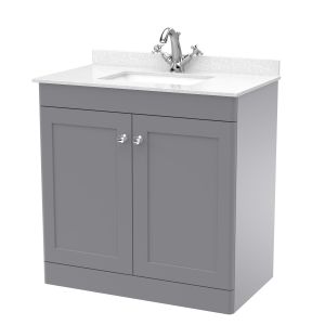 800mm Floor Standing 2 Door Vanity & Marble Top 1TH - Nuie CLC226WS1 Grey, Grey colour ,image 1