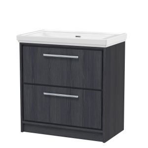 800mm Floor Standing 2-Drawer Vanity with Basin - 0 Tap Hole - Hudson Reed LIL2235H Grey, Grey colour ,image 1