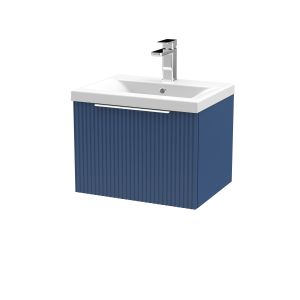 500mm Wall Hung Single Drawer Vanity & Basin 1 - Hudson Reed DFF391A Blue, Blue colour ,image 1