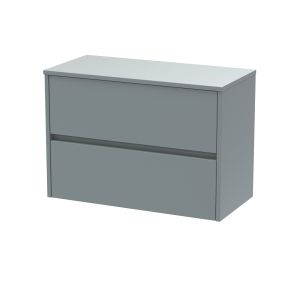 800mm Wall Hung 2 Drawer Unit & Worktop - Nuie HAV2306W Grey, Grey colour ,image 1