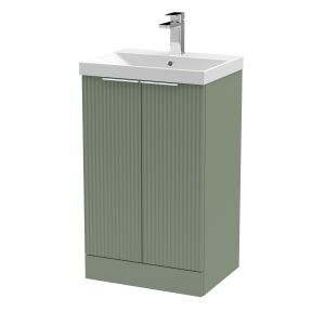 500mm Floor Standing 2 Door Vanity & Basin 3 - Hudson Reed DFF823D Green, Green colour ,image 1