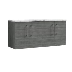 1200mm Wall Hung 4-Door Vanity & Laminate Worktop - Nuie ARN523LCM2 Grey, Grey colour ,image 1