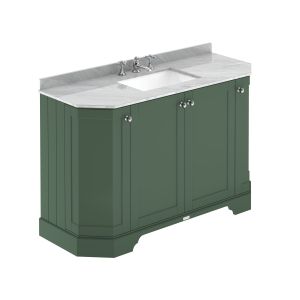 1200mm 4-Door Angled Unit & Marble Top 3TH - Hudson Reed LOF857 Hunter Green, Green colour ,image 1