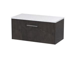 800mm Wall Hung 1 Drawer Vanity & Worktop - Hudson Reed JNU2625LSW Brown, Brown colour ,image 1