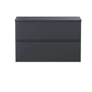 800mm Wall Hung 2 Drawer Vanity & Worktop - Hudson Reed URB1406W Black, Black colour ,image 1