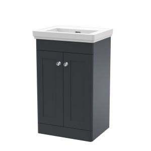 500mm Floor Standing 2 Door Vanity & Basin 0TH - Nuie CLC1423H Black, Black colour ,image 1