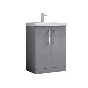 600mm Floor Standing 2 Door Vanity & Basin 1 - Nuie ARN2203A Grey, Grey colour ,image 1