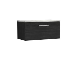 800mm Wall Hung Single Drawer Vanity & Laminate Top - Nuie ARN625LBG Black, Black colour ,image 1