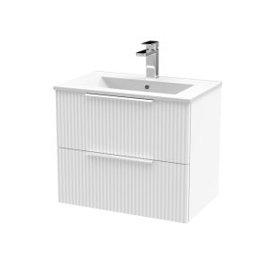 600mm Wall Hung 2 Drawer Vanity & Basin 2 - Hudson Reed DFF193B White, White colour ,image 1