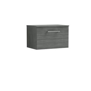 600mm Wall Hung 1 Drawer Vanity & Worktop - Nuie ARN522W Grey, Grey colour ,image 1