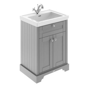 600mm 2-Door Vanity & Classic Basin 1TH - Hudson Reed LOF204 Grey, Grey colour ,image 1