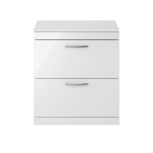 800mm Floor Standing Vanity With Worktop - Nuie ATH055W Gloss White, White colour ,image 1
