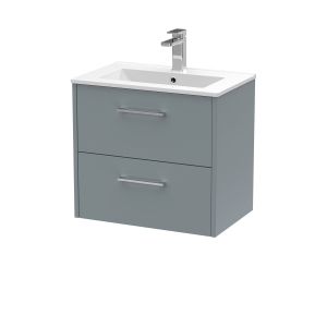 600mm Wall Hung 2 Drawer Vanity & Basin 2 - Hudson Reed JNU2324B Grey, Grey colour ,image 1