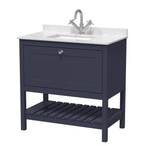 800mm Floor Standing Vanity & Marble Top 1TH - Hudson Reed BEX327WS1 Blue, Blue colour ,image 1
