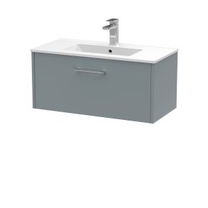 800mm Wall Hung Single Drawer Vanity & Basin 2 - Hudson Reed JNU2325B Grey, Grey colour ,image 1