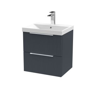 500mm Wall Hung 2 Drawer Vanity & Basin 3 - Hudson Reed DFF1492D Black, Black colour ,image 1