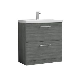 800mm Floor Standing 2 Drawer Vanity & Basin 1 - Nuie ARN535A Grey, Grey colour ,image 1