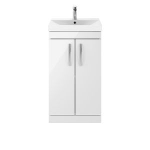 500mm Floor Standing Vanity With Basin 3 - Nuie ATH006D Gloss White, White colour ,image 1