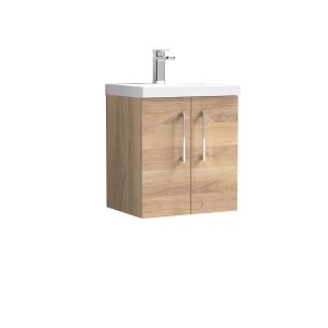 500mm Wall Hung 2-Door Vanity & Basin 3 - Nuie ARN3021D Oak, Oak colour ,image 1