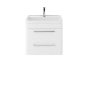 Wall Hung 600mm Cabinet & Basin - Hudson Reed SOL102 Pure White, White colour ,image 1