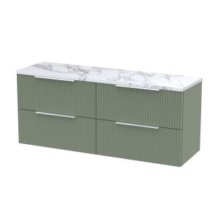 1200 Wall Hung 4-Drawer Vanity & Laminate Worktop - Hudson Reed DFF893LCM2 Green, Green colour ,image 1