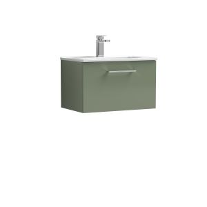 600mm Wall Hung 1 Drawer Vanity & Basin 2 - Nuie ARN822B Green, Green colour ,image 1