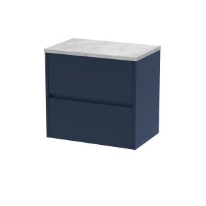 600mm Wall Hung 2-Drawer Unit & Laminate Worktop - Nuie HAV2904LBG Blue, Blue colour ,image 1