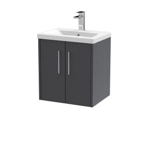 500mm Wall Hung 2 Door Vanity & Basin 1 - Hudson Reed JNU2221A Grey, Grey colour ,image 1