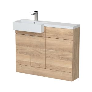 1100mm Combination Unit & Left Hand Semi Recessed Basin - Hudson Reed CBI3050 Oak, Oak colour ,image 1