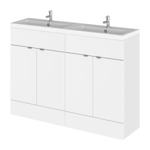 1200mm Vanity Unit & Double Basin - Hudson Reed CBI134 Gloss White, White colour ,image 1