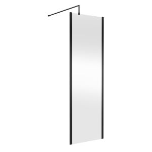 700mm Outer Framed Wetroom Screen with Support Bar - Hudson Reed WRSOBP70 Matt Black, Black colour ,image 1
