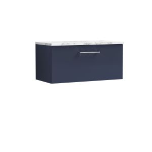 800mm Wall Hung 1-Drawer Vanity & Laminate Worktop - Nuie ARN2925LCM Blue, Blue colour ,image 1