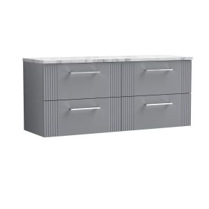 1200 Wall Hung 4-Drawer Vanity & Laminate Worktop - Nuie DPF293LCM2 Grey, Grey colour ,image 1