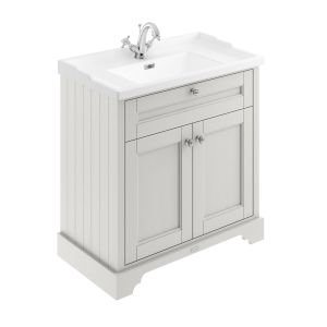 800mm Cabinet & Basin (1TH) - Hudson Reed LOF405 Timeless Sand, Grey colour ,image 1