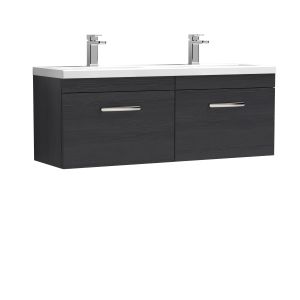 Athena Hacienda Black 1200mm Wall Hung Cabinet With Double Ceramic Basin ATH040F ,image 2