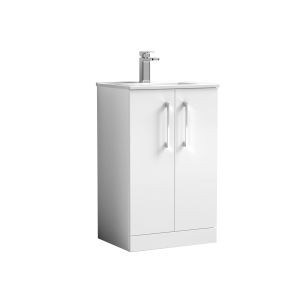 500mm Floor Standing 2 Door Vanity & Basin 2 - Nuie ARN101B White, White colour ,image 1