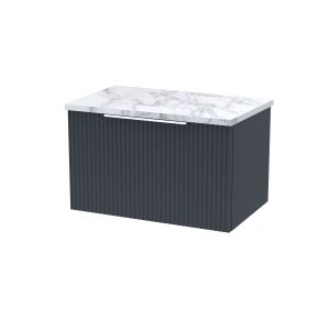 600 Wall Hung Single Drawer Vanity & Laminate Worktop - Hudson Reed DFF1494LCM Black, Black colour ,image 1