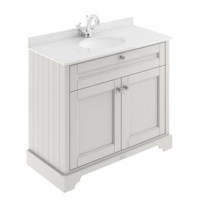 1000mm Cabinet & Marble Top (1TH) - Hudson Reed LOF477 Timeless Sand, Grey colour ,image 1
