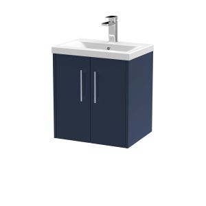 500mm Wall Hung 2-Door Vanity & Basin 1 - Hudson Reed JNU2921A Blue, Blue colour ,image 1