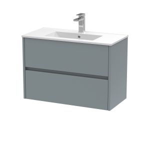 800mm Wall Hung 2 Drawer Unit & Basin 2 - Nuie HAV2306B Grey, Grey colour ,image 1